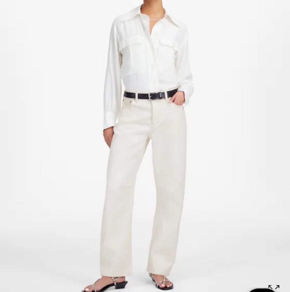 Madewell The Darted Barrel-Leg Jean Size 33 Cream NWT